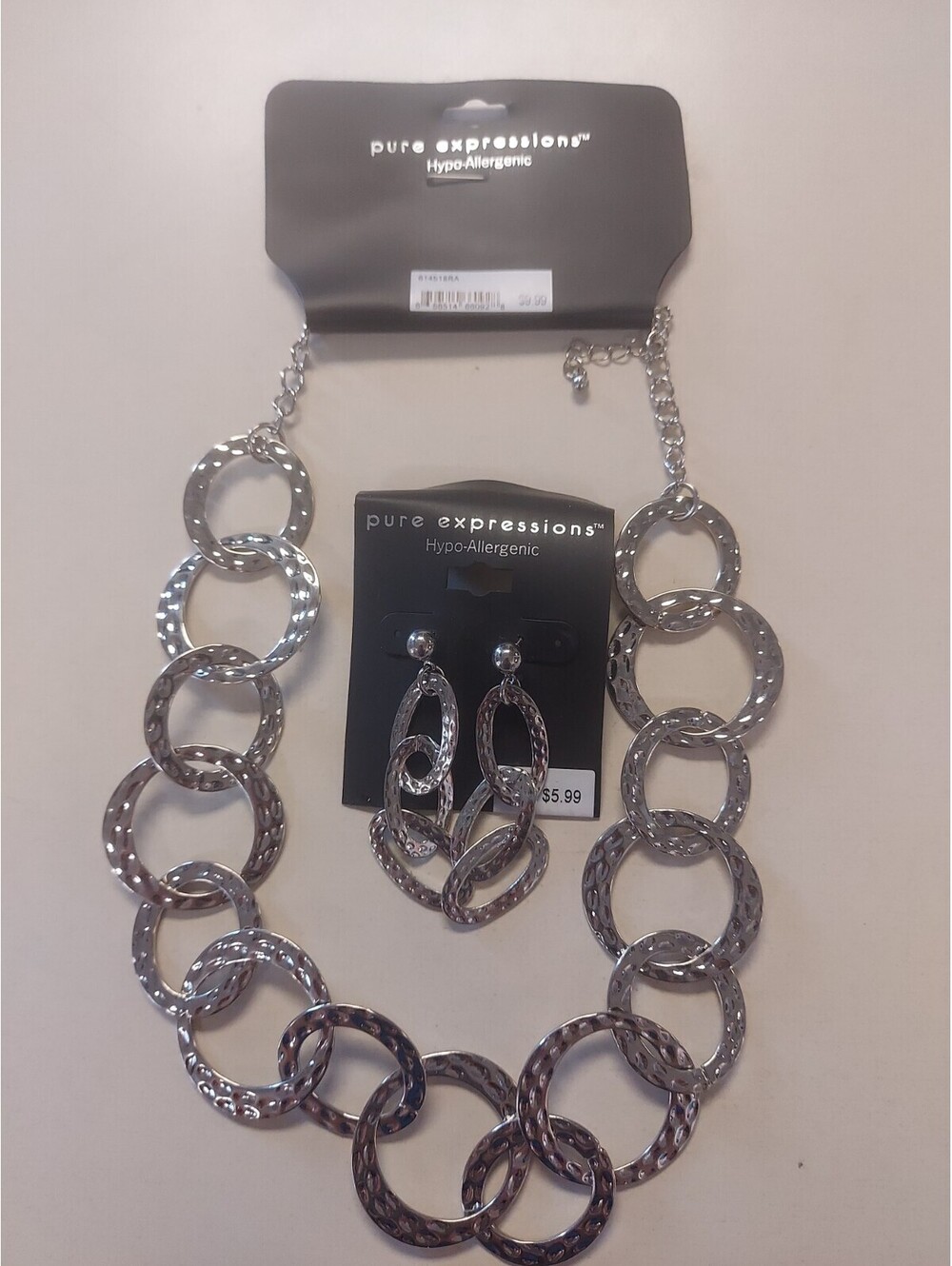 Pure Expressions Silver Chain Necklace & Earrings (Pierced)